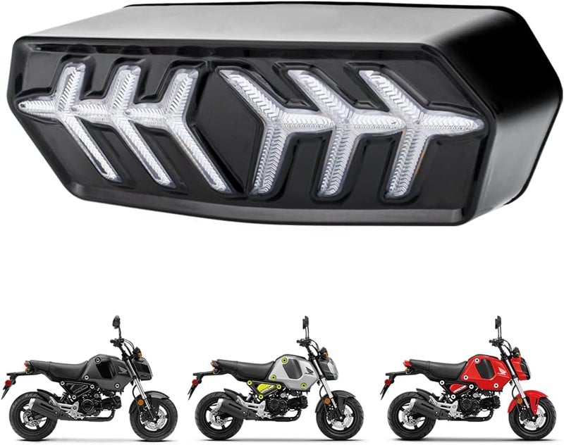 HAZAWA Grom Integrated Tail Light with Turn Signal Sequential Led SMD Motorcycle Taillight assembly Flowing Compatible with Honda Grom 2014-2022 2020 MSX125 SF CBR650F/R CTX700 CTX700N(Clear lens) - Image 1